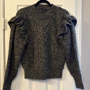 Gray Sweater with Ruffle Details